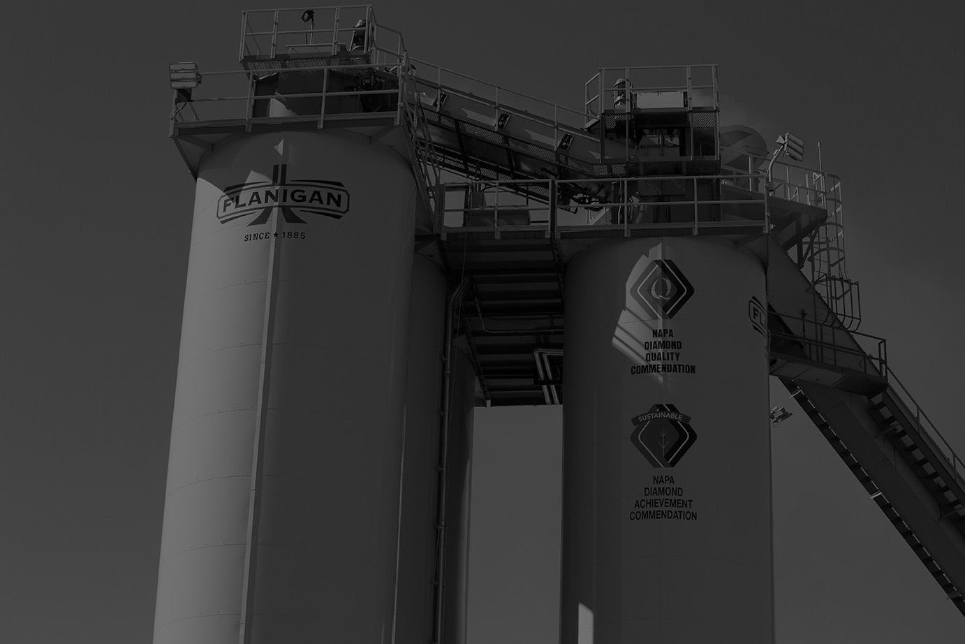 westport plant silos with napa quality commendation stickers